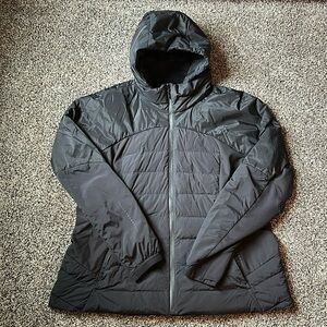 LULULEMON DOWN FOR IT ALL JACKET sz 20 BLACK Lightweight w/Removable Hood